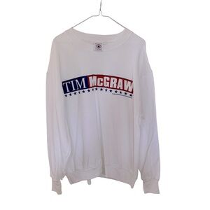Vintage Tim McGraw Star Bar Crew Neck Sweatshirt Size XL White Pullover